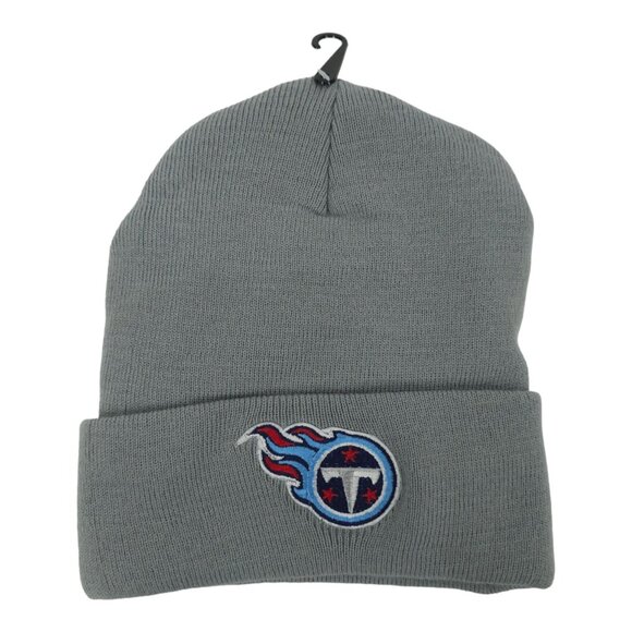 Tennessee Titans Embroidered Patch Cuffed Knit OSFM Beanie Cap Faux Fur Lined - Picture 1 of 8